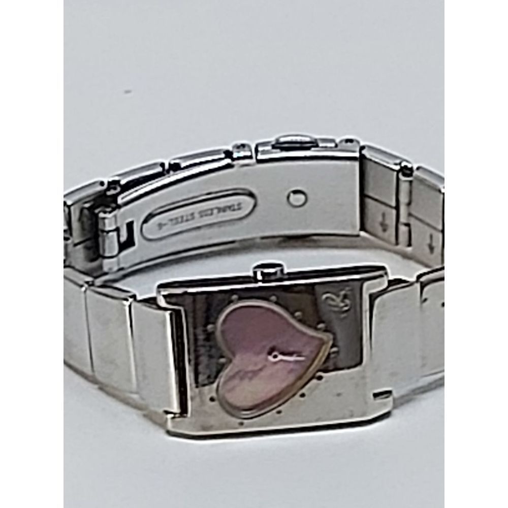 Anne Klien pink & silver heart watch